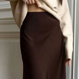 Seraphine | Women's Satin Maxi Skirt with Fishtail Hem