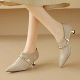 Ellen | Women Mid-Heels with Pointed Toe and Metallic-Accents