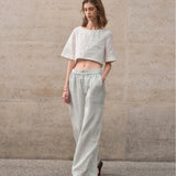 Evelyn | Women Top With Linen Boxy Cropped Fit
