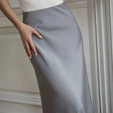 Seraphine | Women's Satin Maxi Skirt with Fishtail Hem