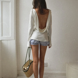 Elara | Women’s Satin Long Sleeve Bell Cuff Top