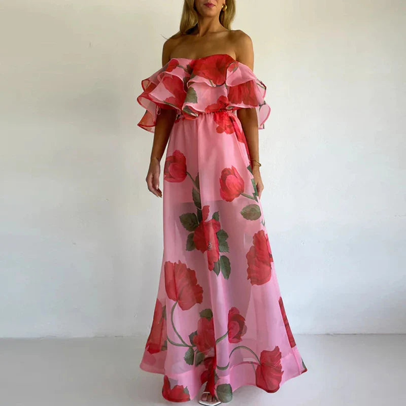 Helena | Women's Two Piece Set with Ruffle Top and Polka Dot Skirt