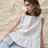 Victoria | Women Top With Linen Cotton Seam Detail