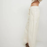 Isla | Women's Cropped Wide Leg Denim Pants with Drawstring Waist