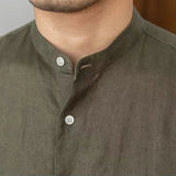 Isidore | Men's Cotton Linen Stand Collar Shirt