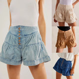 Francesca | Women's Shorts with Button Waist and Ruched Panels