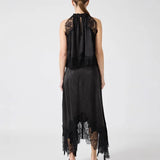 Isabelle | Women's Satin Lace Halter Dress