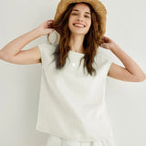 Sophie | Women Top With Linen Petal Sleeve Women Top With Linen Relaxed Fit