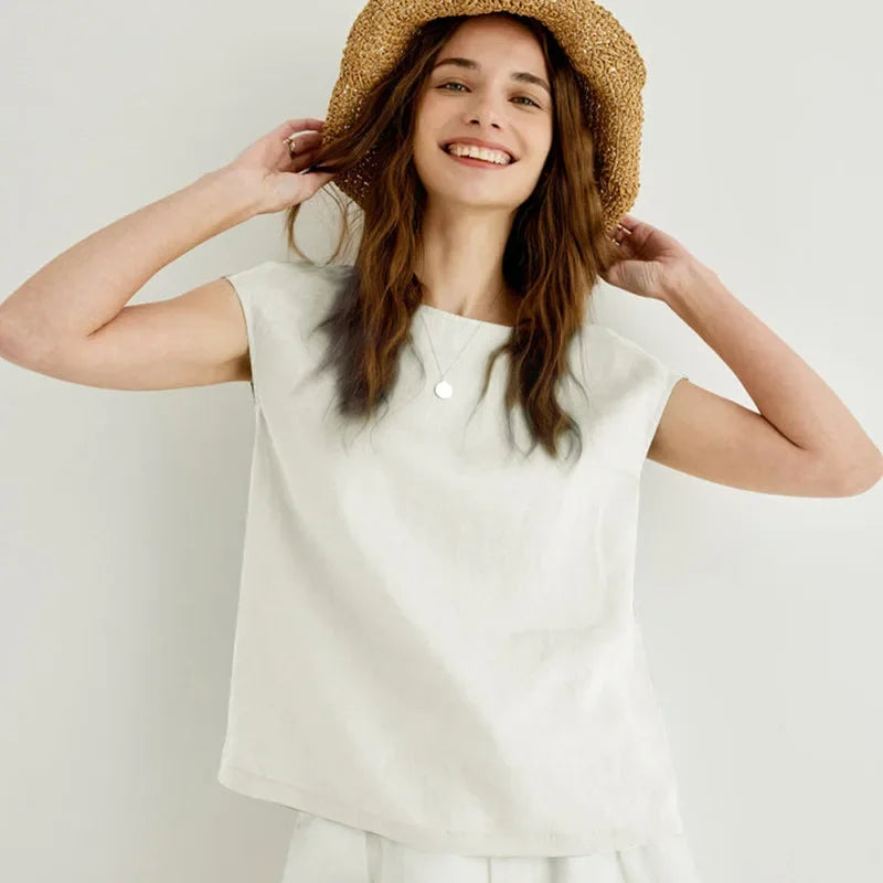Elise | Women Tee With Linen Oversized Fit