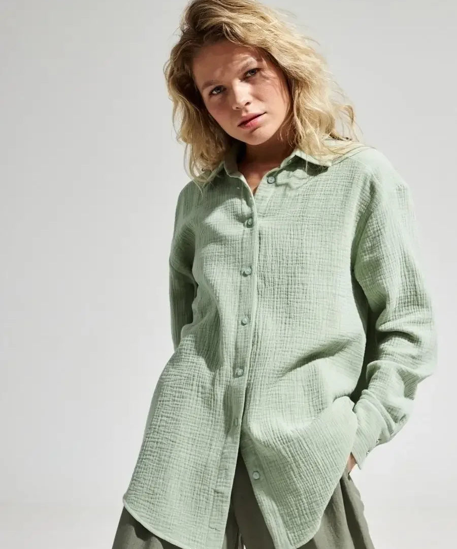 Langley | Women Shirt With Cotton Crinkle Fabric