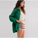 Jane | Women's Oversized Washed Denim Jacket with Side-Split Hem