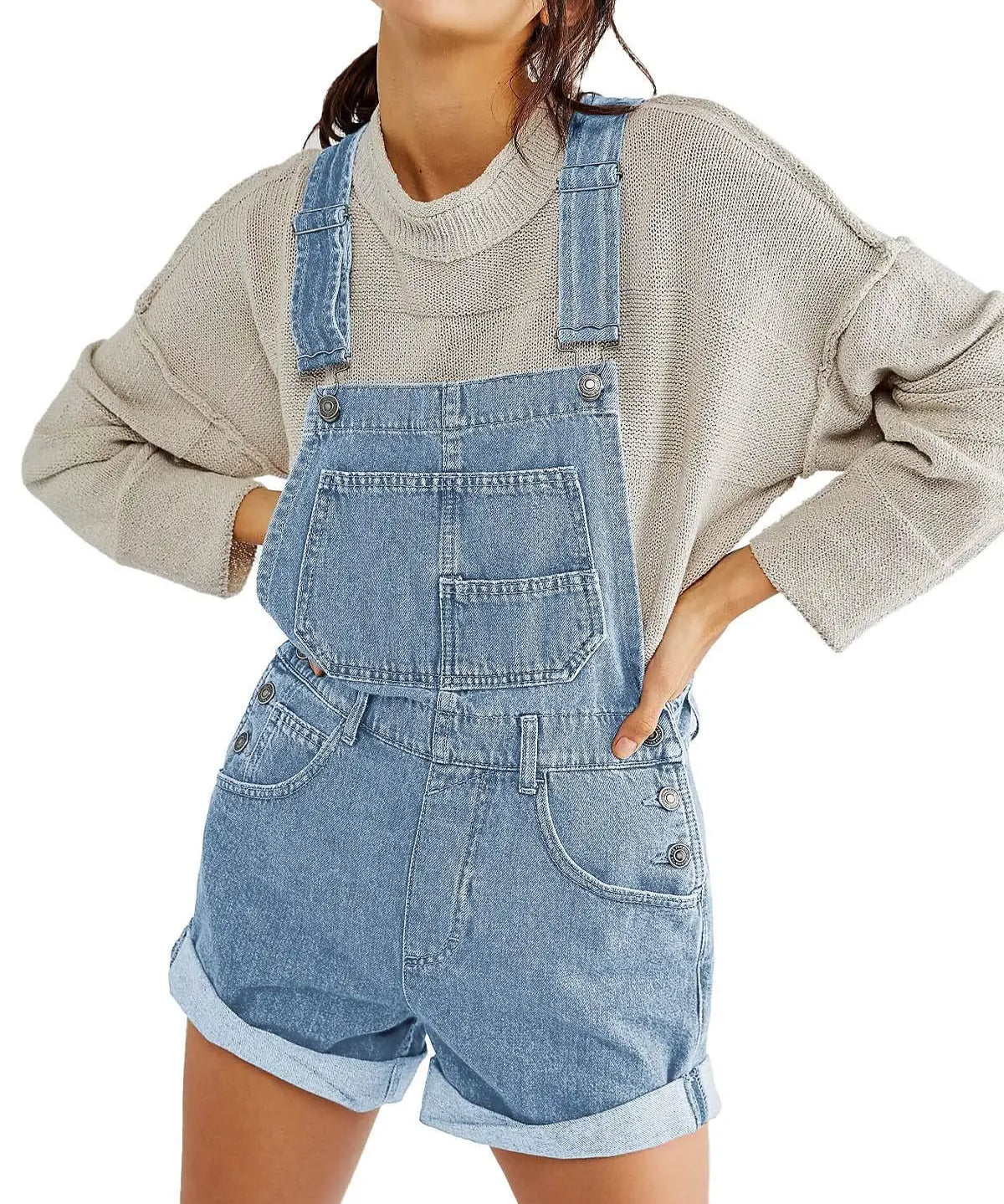 Sadie | Women's Denim Short Overalls Set