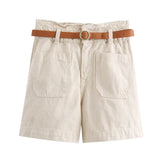 Talia | Women's Shorts with Belted Waist and Front Pockets