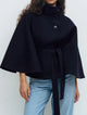 Novara | Women's Wool Blend Cape Coat with Stand Collar and Belted Waist