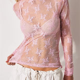 Liana | Women Top With Floral Lace High Neck