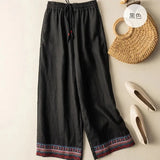 Savannah | Women's Pants with Elastic Waistband and Embroidered Hem
