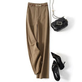 Annabelle | Women's High Waist Wide Leg Wool Blend Trousers