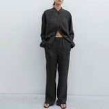 Thea | Women's Linen Pants with Elastic Waist Drawstring