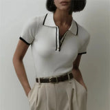Linea | Women Polo Top With Cotton Contrast Trim