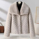 Liana | Women's Short Faux Mink Coat with Chevron Texture and Wide Lapel