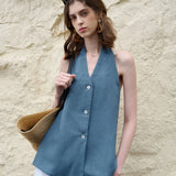 Juniper | Women Top With Linen Halter Neck