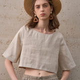 Evelyn | Women Top With Linen Boxy Cropped Fit