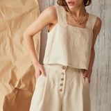 Ellison | Women Top With Linen Square Neck