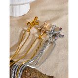 Alméa | Women Necklace with Cross Pendant and Multicolor Stones