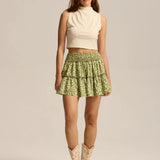 Viora | Women's Skirt with Stretch Waist and Ruffle Layers