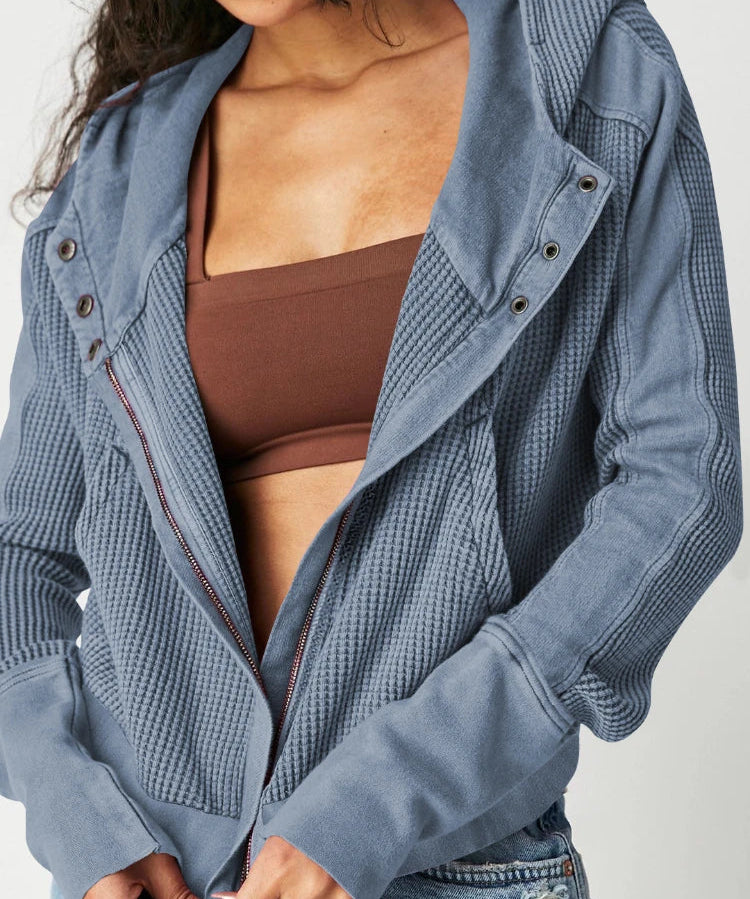 Beth | Women's Cropped Zip Hoodie with Oversized Fit and Soft Cotton Fabric
