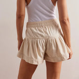 Francesca | Women's Shorts with Button Waist and Ruched Panels