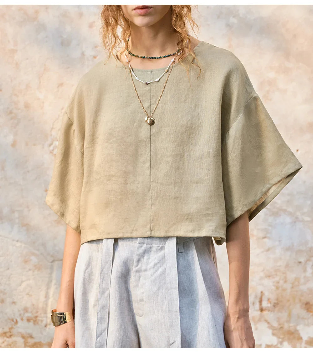 Maisie | Women Top With Linen Drop Shoulder