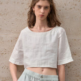 Evelyn | Women Top With Linen Boxy Cropped Fit