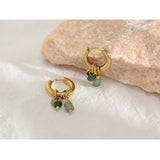 Celeste | Women's Hoop Earrings with Stone Charm and Hinged Closure