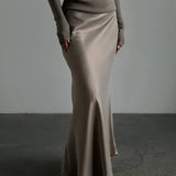 Seraphine | Women's Satin Maxi Skirt with Fishtail Hem