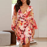 Elisa | Women's Wrap Midi Dress with Painterly Print