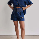 Rowan | Women's Denim Two Piece Set Cargo Shorts