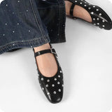 Evelyn | Women's Studded Mary Janes: Crystals &amp; Strap