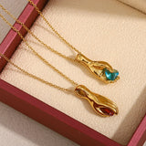 Fortuna | Women Necklace with Hand Charm and Blue Stone