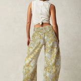 Florence | Women's Printed Wide Leg Denim Pants with High Waist