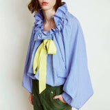 Bellarine | Women Blouse With Ruffled Collar Bow Tie