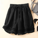 Lenora | Women's Shorts with Drawstring Waist and Lace Trim