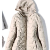 Magdalena | Women's Lightweight Duck Down Jacket with Heart Quilt and Knit Hood