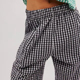 Evangeline | Women's Relaxed Check Pants with Elastic Waist
