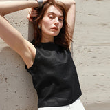 Charlotte | Women Top With Linen Reversible Neckline