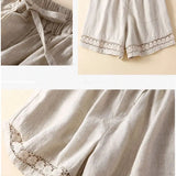 Lenora | Women's Shorts with Drawstring Waist and Lace Trim