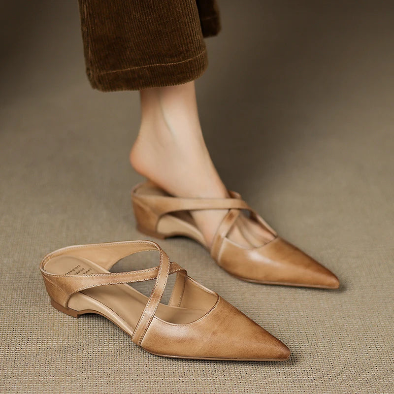 Delphine | Women's Mules with Leather Upper and Open-Toe