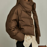 Veyra | Women's Quilted Cropped Jacket with High Neck and Bold Front Clasps