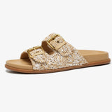 Noemi | Women's Sandals with Raffia Straps and Buckles