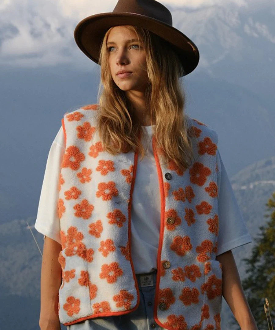 Dahlia | Women Vest With Sherpa Fleece Texture